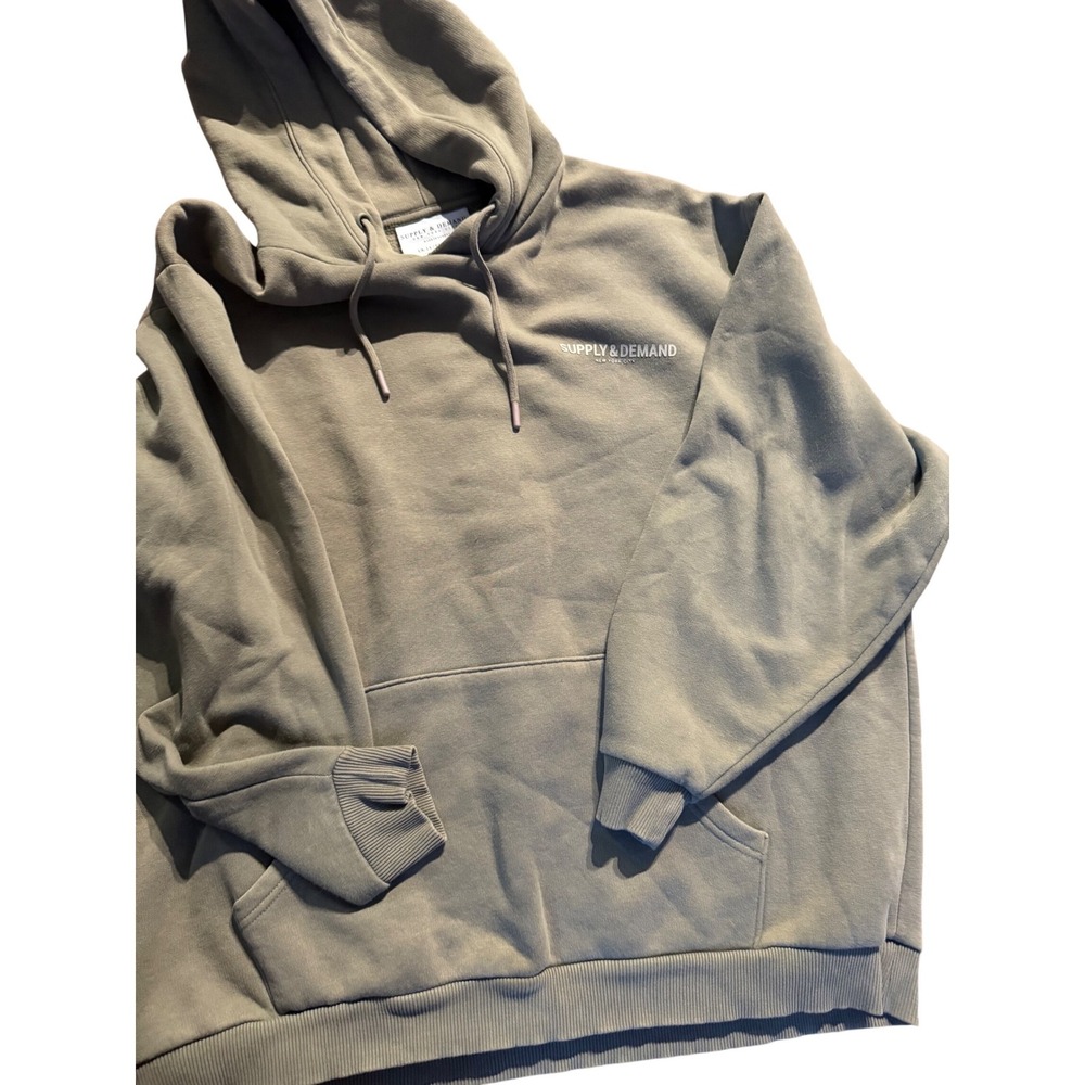 Supply & Demand NYC Logo Hoodie Olive Green Streetwear Pullover Womens Large